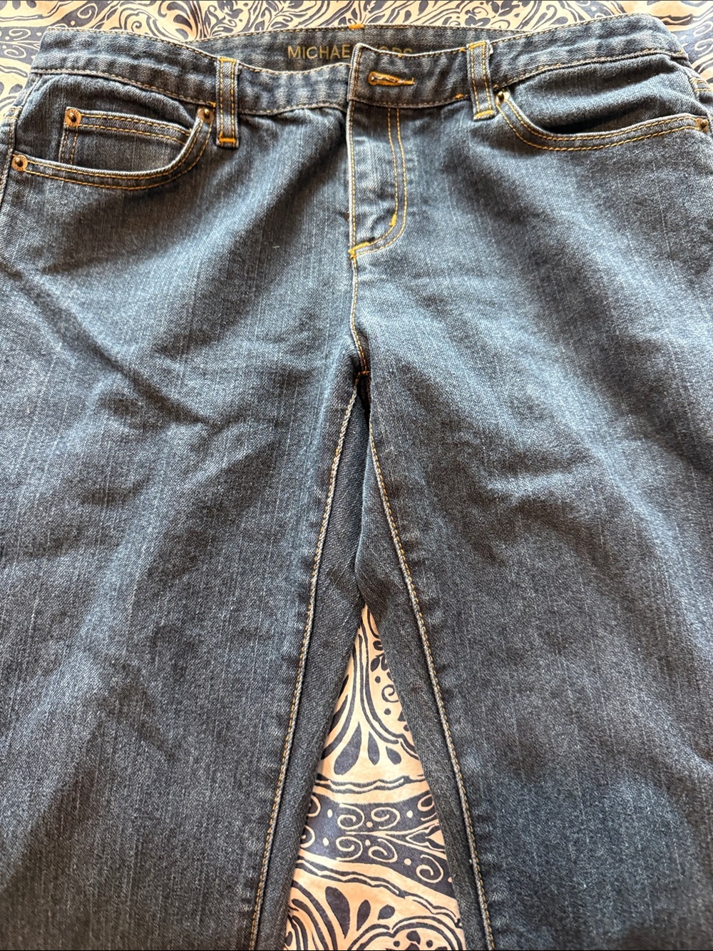 Michael Kors Womans Straight Jeans in Dark Indigo with Contrast Stitching